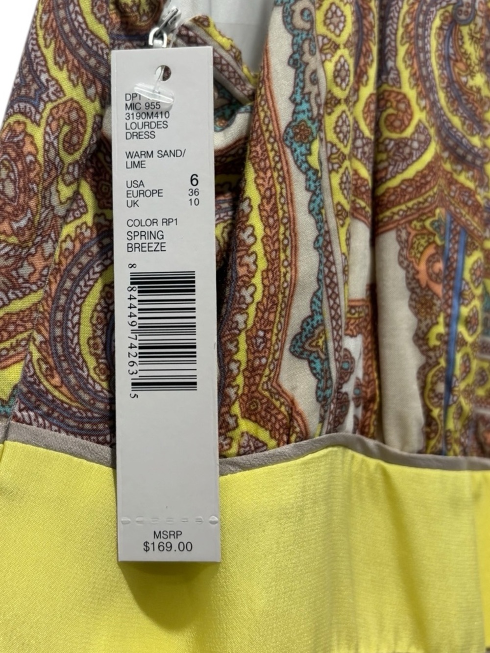 NWT ANTONIO MELANI Bohemian Paisley Maxi Dress in Yellow, Brown & Turquoise - Picture 4 of 8